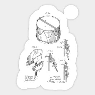 Snare Strainer for Drums Vintage Patent Hand Drawing Sticker